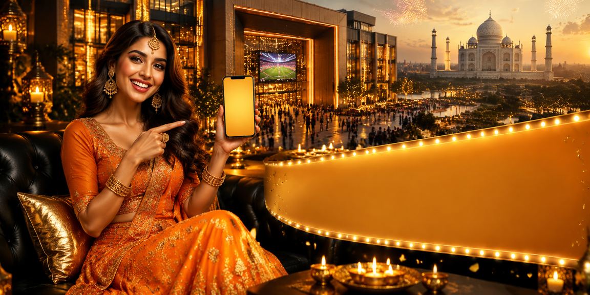 Beautiful Diwali festival lights at Taj Mahal